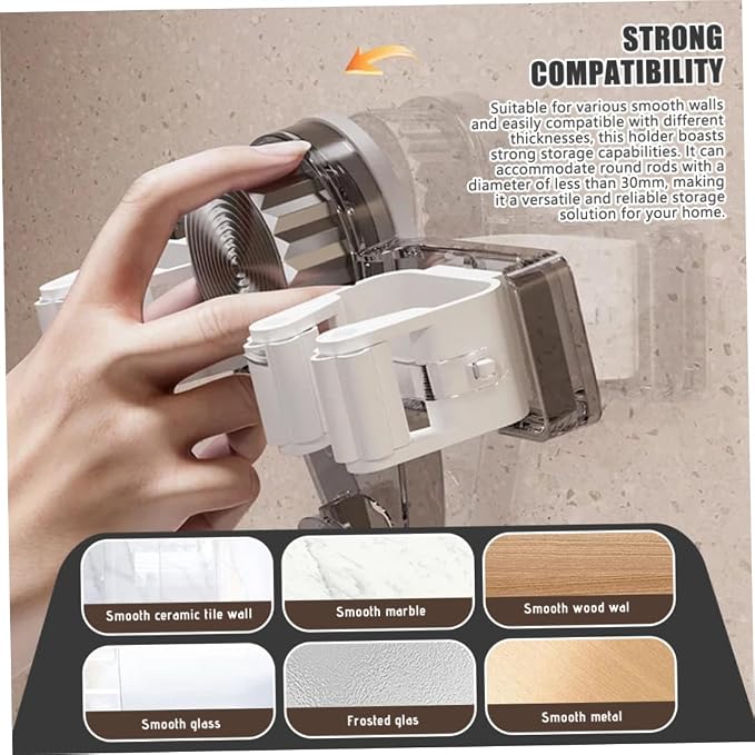 Broom and Mop Holder Wall Mount 2PCS Suction Cup Organizer - Image 3