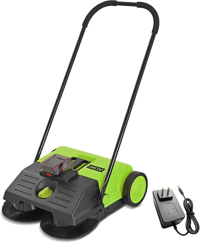 UNICOO® Electric Hand Push Floor Sweeper – Battery Powered Walk-Behind Sweeper by UNICOO