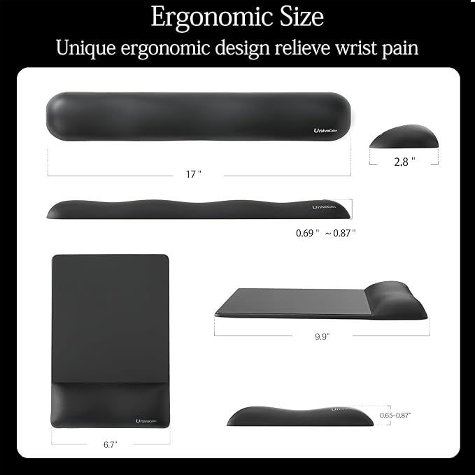 UnivoColors Design-Wave Set of Keyboad Wrist Rest & Mouce Pad, Artificial - Image 5