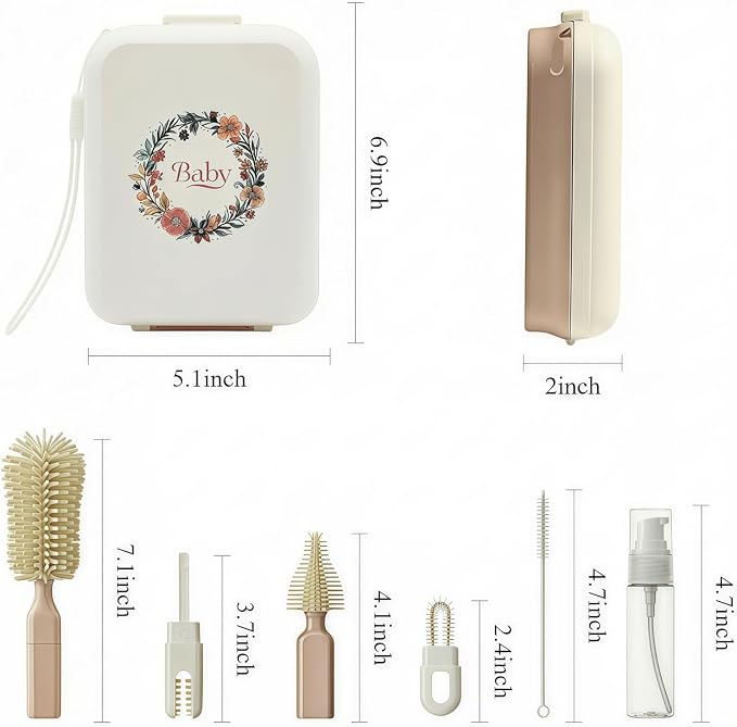 8-in-1 Baby Bottle Brush Set, Silicone Baby Bottle Cleaning Kit - Image 6