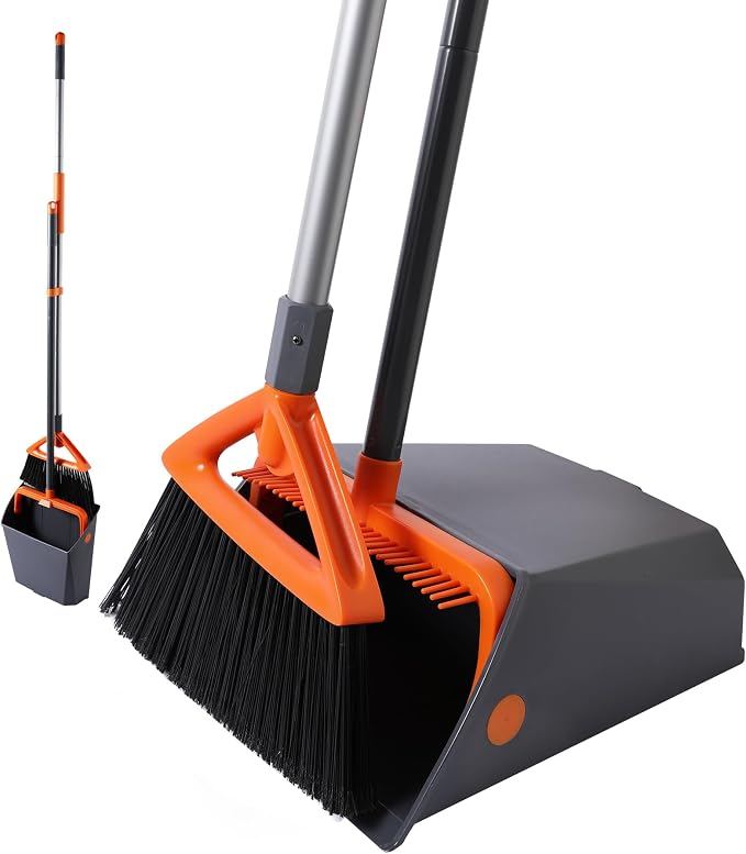 Heavy Duty Outdoor Broom and Dustpan Set by CLEANHOME