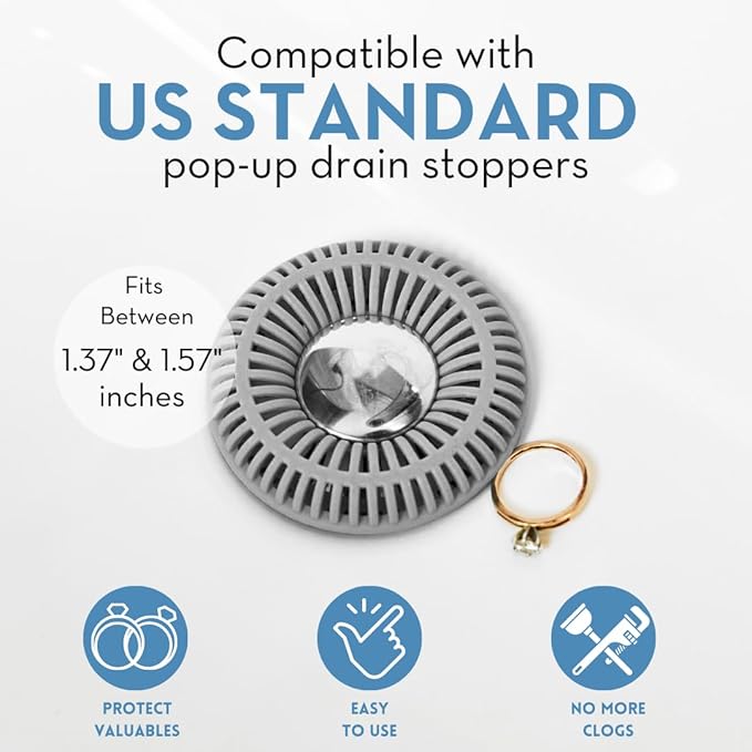 Bathroom Sink Hair Catcher for Pop-Up Drain – SinkRing 1.57" Precision Strainer - Image 3