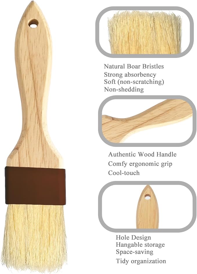 Pastry Brush-Basting Brush for Cooking, Beech Wooden Handle Butter Brush for - Image 4