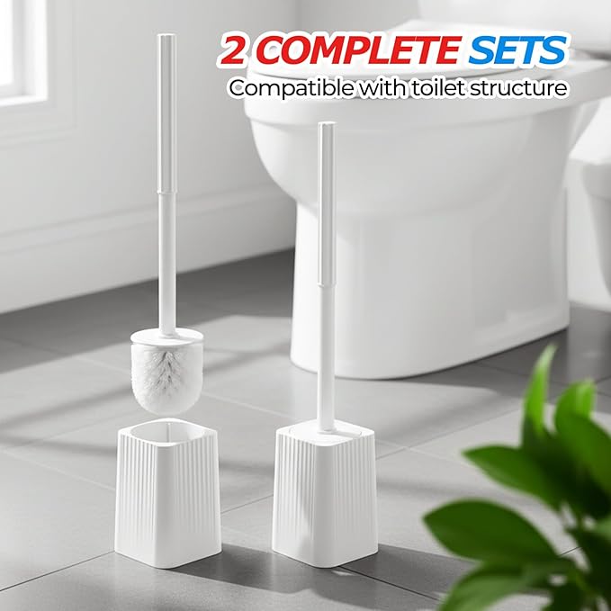 3Pack Toilet Bowl Brush and Holder Set - Image 5