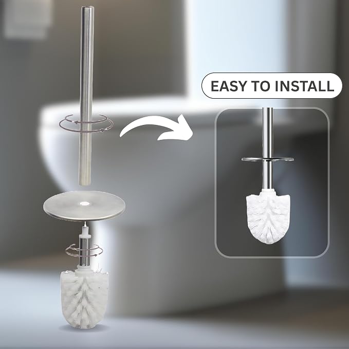 Escenzy Modern Toilet Brush and Holder Set Mosaic Glass | Non-Rustic Stainless - Image 6