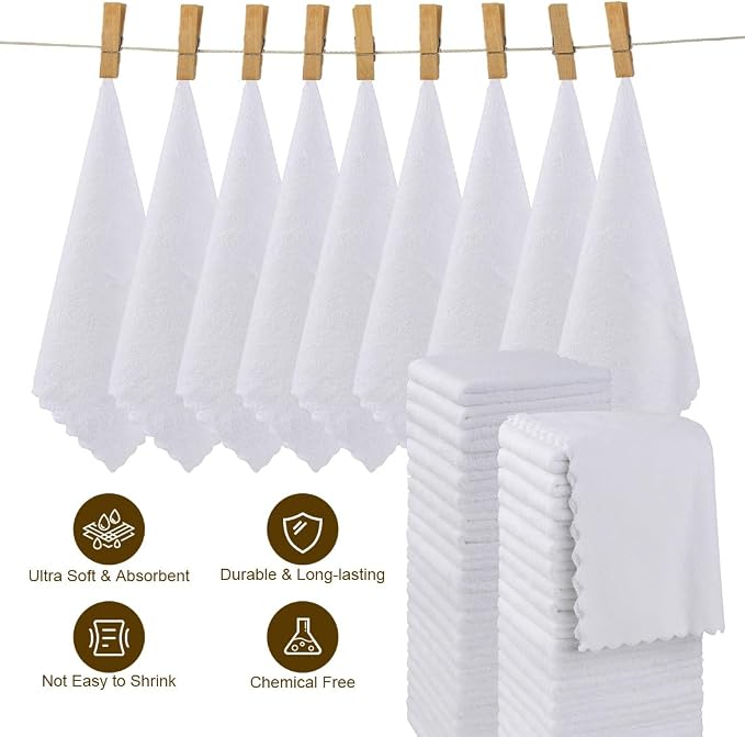 Orighty Washcloths 96 Pack, Ultra Soft Face Cloths 12 x 12 inch, Absorbent & - Image 3