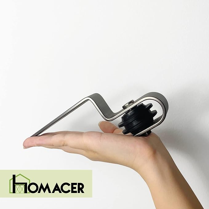 Homacer Mini Brushed Nickel Single Track Bypass Sliding Barn Door Hardware Kit - Image 3
