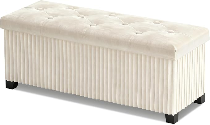 Storage Ottoman Bench, 43 Inch Foldable Ottoman by LITZFUR
