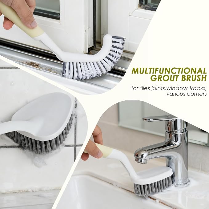 Heavy Duty Scrub Brush with Long Handle, Grout Cleaner Brush, Stiff Bristles - Image 6