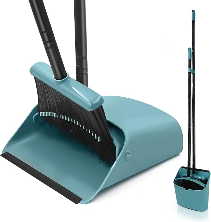 JEHONN Broom with Dustpan Combo Set, Long Handle Lightweight Indoor Broom Set by JEHONN