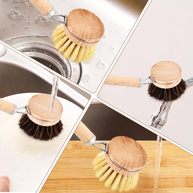 Bamboo Dish Brush with Handle - Image 7