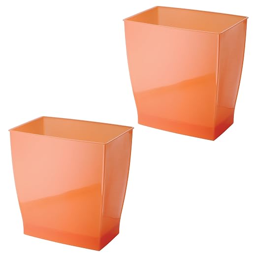iDesign Small Rectangular Bathroom Trash Set of 2-Tango Orange, Made in USA by iDesign