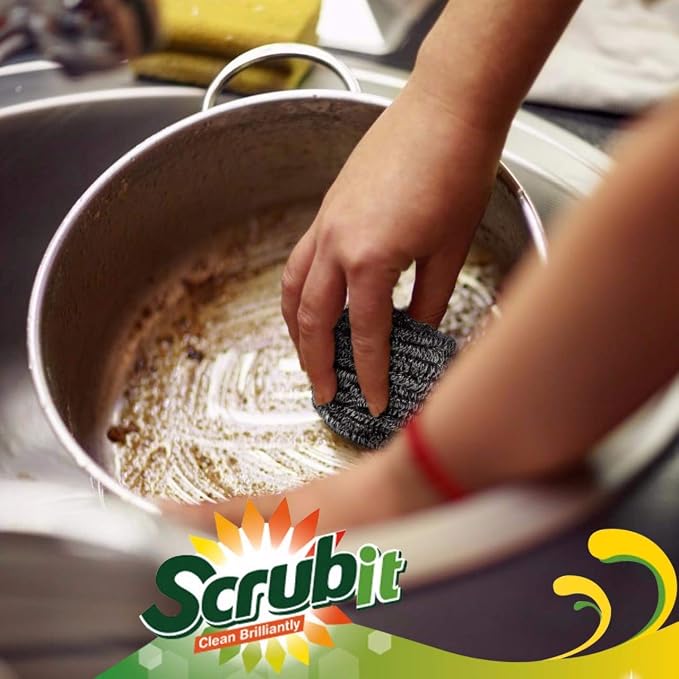 SCRUBIT 6 Pack Stainless Steel Scourers – Steel Wool Scrubber Pad Used - Image 6