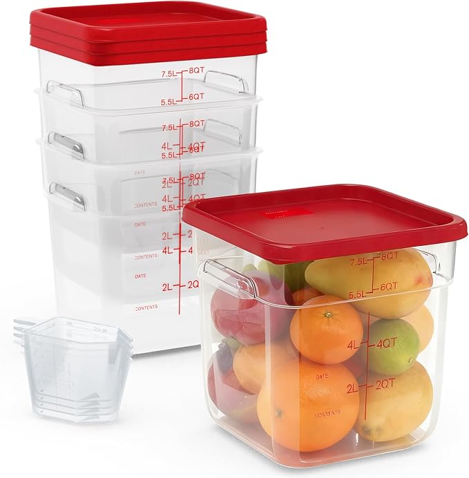4 Pack 8 Quart Square Clear Food Storage Containers - Image 8