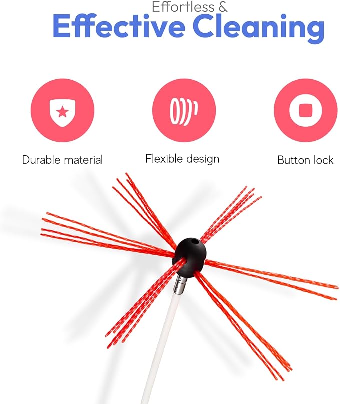 3 Piece Chimney Brush Head Kit, Chrome Button Locking System, Chimney Cleaning - Image 3