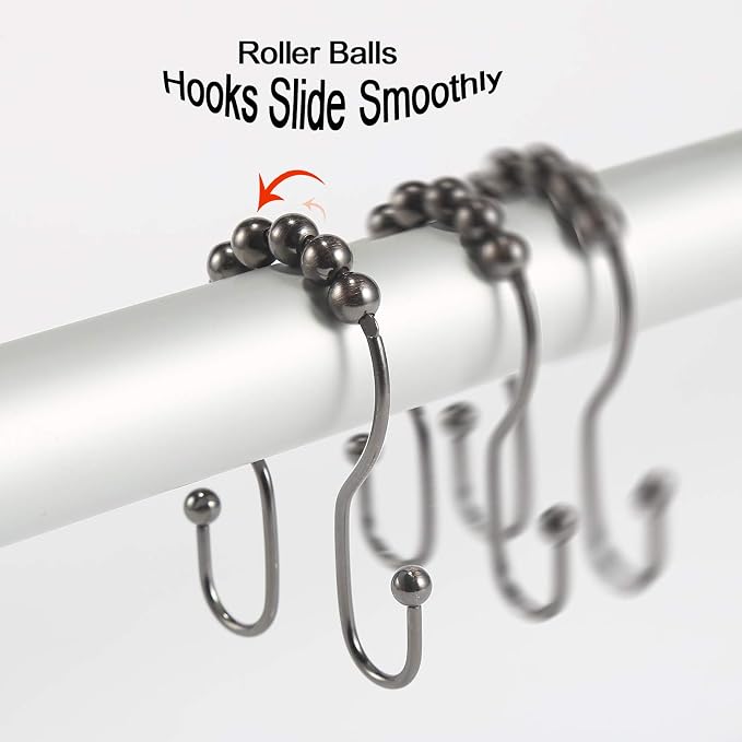 Goowin Shower Curtain Hooks, Stainless Steel Shower Curtain Hangers, Double - Image 5
