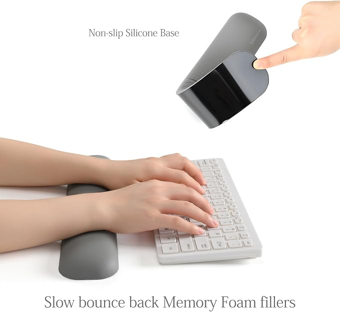 UnivoColors Design-Wave Keyboard Wrist Rest, Artificial Sheepskin+Memory - Image 4