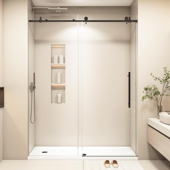 49-54 ”W x 76" H Single Sliding Shower Door, Frameless Shower Door by GOBESTRY