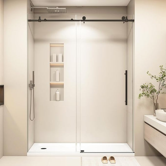 49-54 ”W x 76" H Single Sliding Shower Door, Frameless Shower Door by GOBESTRY