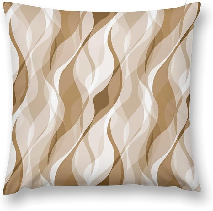 Cream Throw Pillow Covers Modern Abstract Cream and Grey Striped Decorations for Bedroom Living Room Farmhouse Sofa Pillows Bed Couch 12x12 Inch