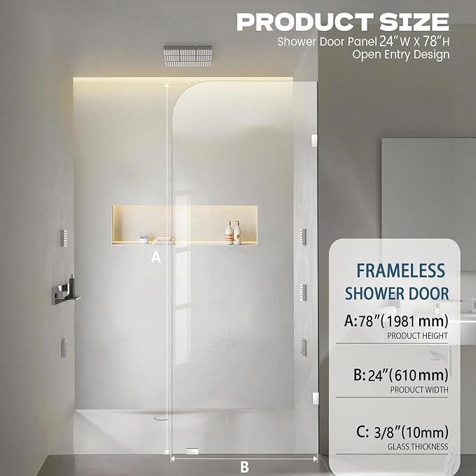 Bathroom Shower Door, 3/8" Glass Shower Doors - Image 2
