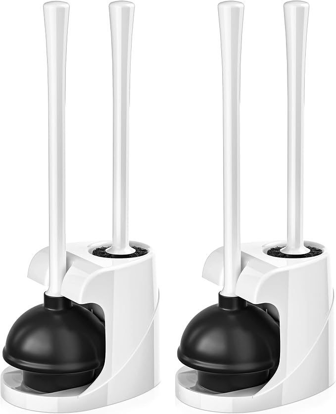 Toilet Plunger and Brush, Bowl Brush and Heavy Duty Toilet Plunger Set by TRENTI