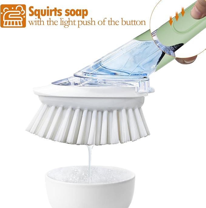RIMAY Dish Brush with Soap Dispenser, Dish Washing Brush with Handle, Soap - Image 3