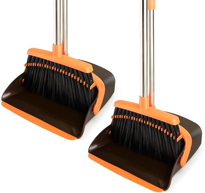 2-Pack Broom and Dustpan Set by XXFLOWER