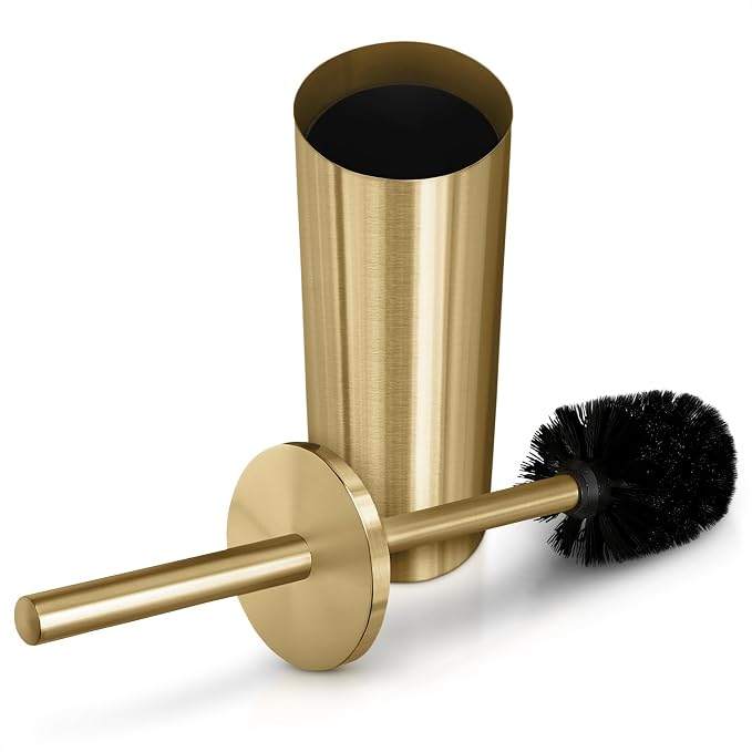 Gold Toilet Brush and Holder Set by Novsix