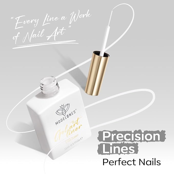 modelones White French Tip Liner Gel Polish, 15 ML Classic Color Nail Art Paint - Image 8