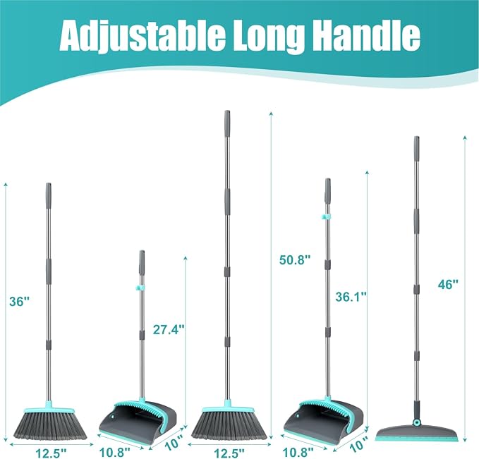 Upgrade Broom and Dustpan Set, Silicone Broom, Long Handle Broom - Image 2