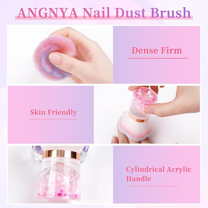 ANGNYA Nail Dust Brush, Rose Nail Art Dust Powder Remover Brush - Image 5