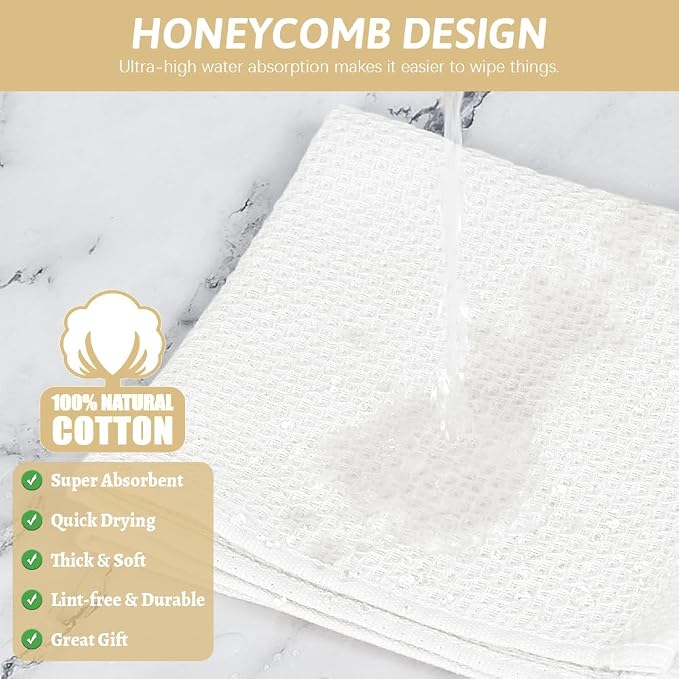 Nialnant 100% Cotton Dish Rags, Waffle Weave Dish Towels - Image 4