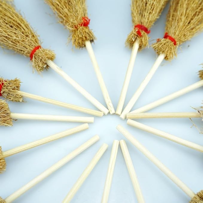 15 PCS Mini Straw Brooms Artificial Miniature Craft Witch Broom - Image 5