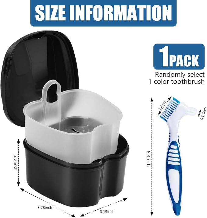 Black Denture Bath Case Cup Box Holder Storage Container - Image 2