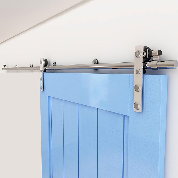 CCJH 12FT Stainless Sliding Barn Door Hardware Kit Heavy Duty by CCJH