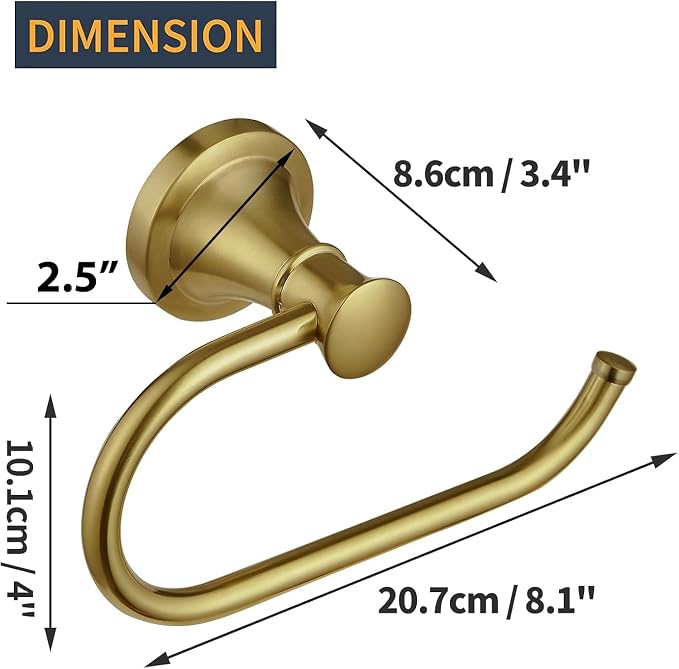 BESy Brushed Gold Toilet Tissue Paper Holder Brushed Gold Bathroom Accessories - Image 4