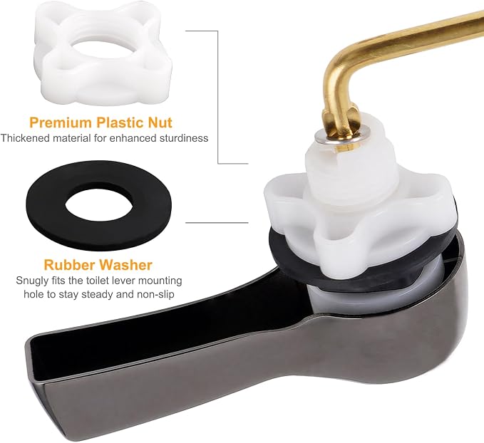 Hibbent Universal Metal Front Mount Toilet Handle Replacement Kit, Brass Toilet - Image 3