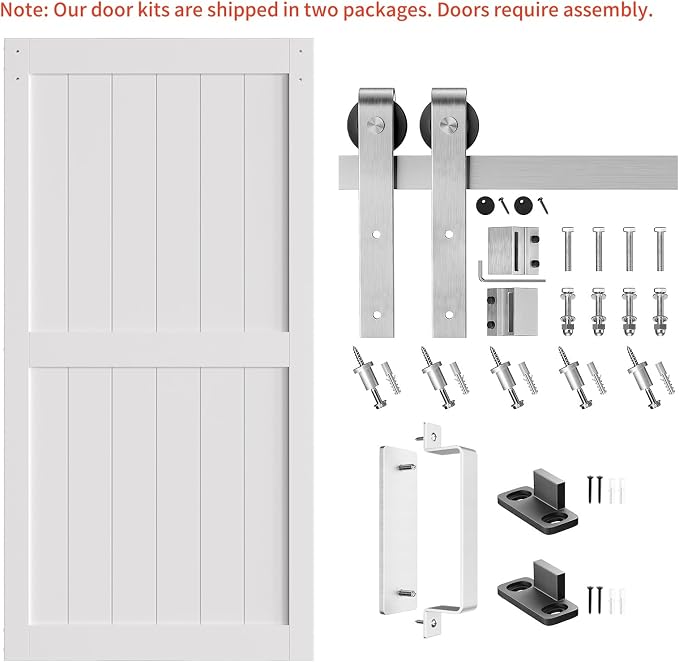 SmartStandard 42 x 84 inch White Sliding MDF Barn Door - Image 5