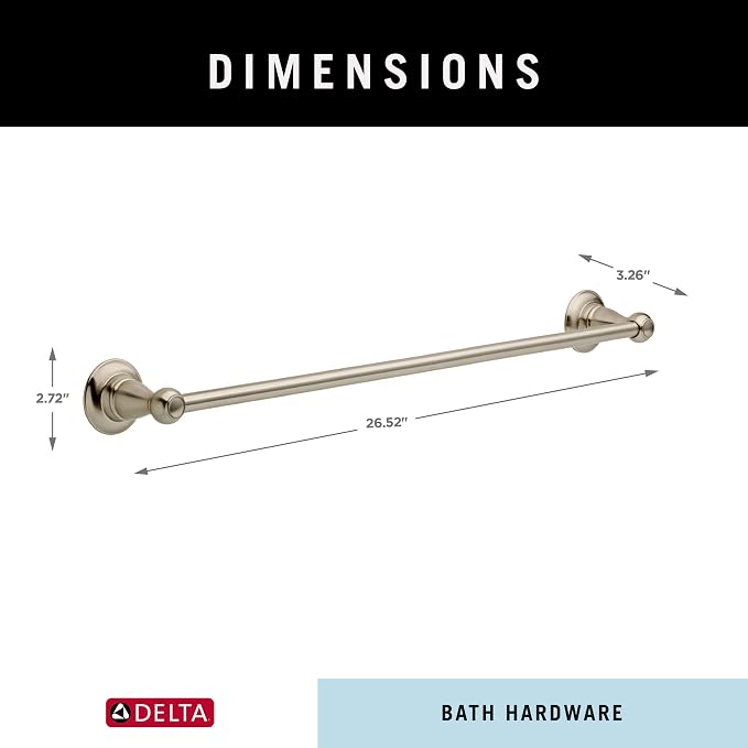 Delta Faucet Porter 24 inch Towel Bar, SpotShield Brushed Nickel, Bathroom - Image 8
