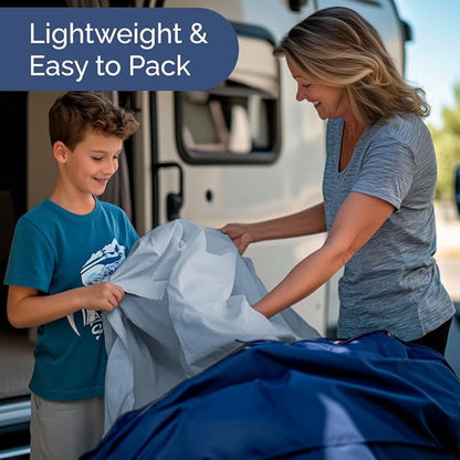 RV Short Queen Sheet Set 60 X 75 - 4 Piece RV Short Queen Bed Sheets - Soft, Breathable and Cooling - Designed for Bunks, Trailers & Campers - Fits 8” to 12" Mattress - Hotel Luxury Bedding - Sky Blue