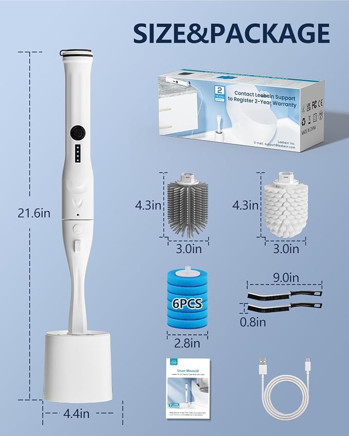 Leebein Electric Toilet Brush and Holder Set, Electric Toilet Bowl Scrubber Kit - Image 7