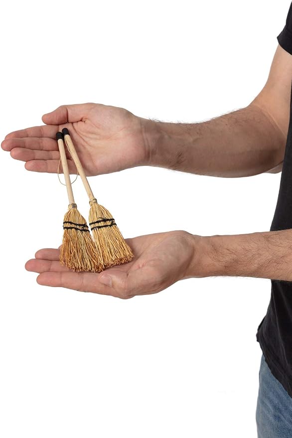 MENDI Handmade 2 Miniature Broom 8"-9" Made in Europe. A Detail - Image 4