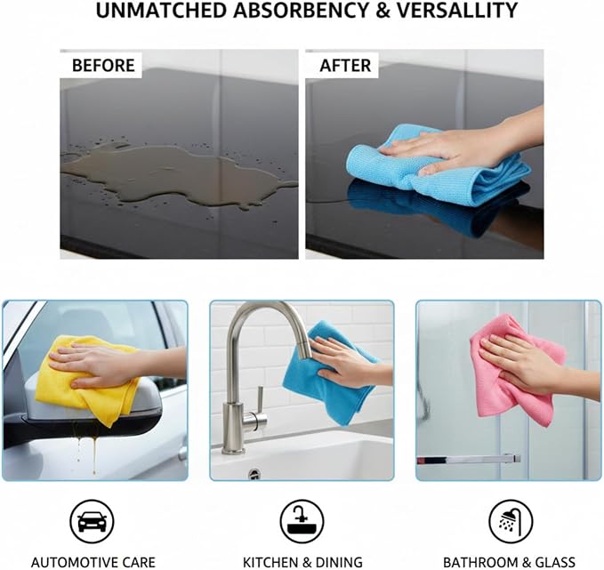 Microfiber Cleaning Cloths | Ultra Absorbent | Lint Free | Streak Free | - Image 5