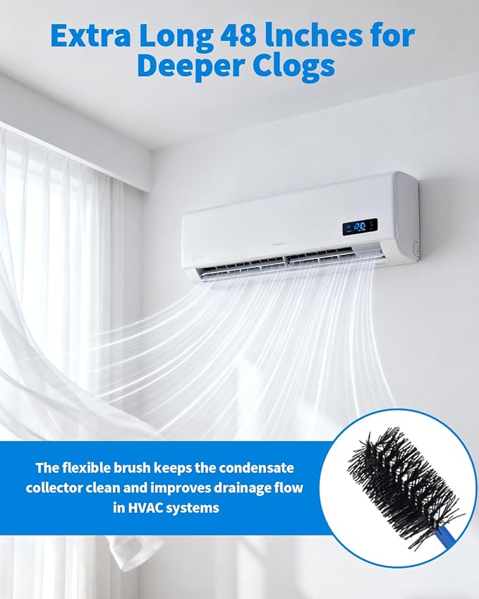 2 PCS Condensate Trap Flexible Drain Brush, 48 Inch Drain Line Cleaning Brush - Image 6