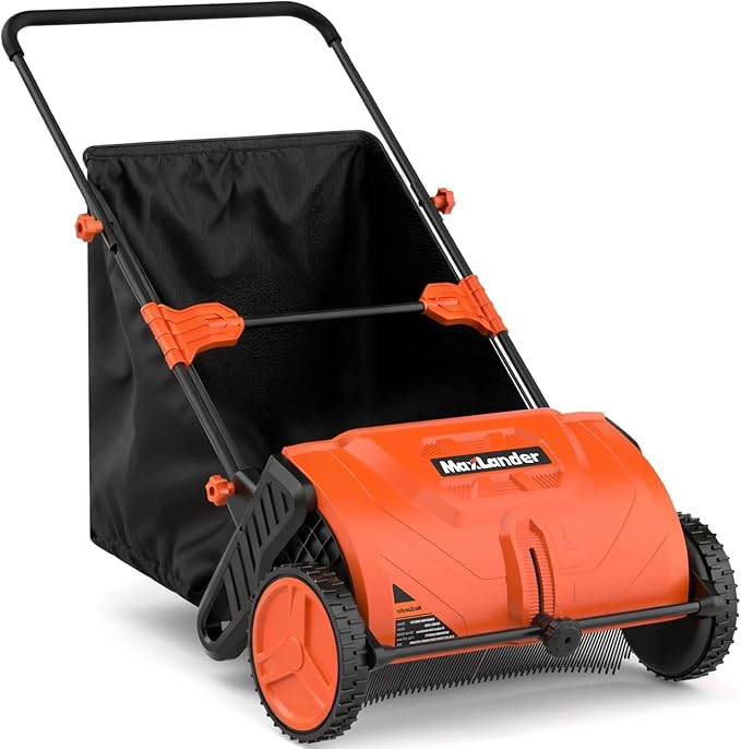 Manual Push Lawn Sweeper, 21-Inch Wide Coverage, Adjustable Height Design by Maxlander