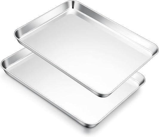 E-far Cookie Sheets for Baking, 18”x13” Stainless Steel Baking Sheet Pans for by E-far
