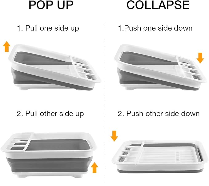 THANSTAR Collapsible Dish Drying Rack Portable Dinnerware Drainer Organizer - Image 6