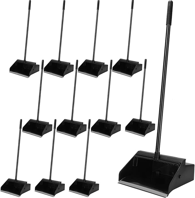 Leumoi 12 Pcs Dust Pans with Long Handle Set 36.6 Inch Commercial Dust Pan with by Leumoi