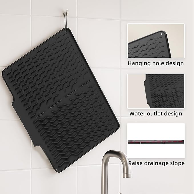 Dish drying mats for kitchen counter, Silicone dish drying mat, Heat resistant - Image 5